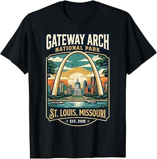 Gateway Arch National Park St Louis Missouri Vintage Badge Unisex , , , Long Sleeve Tee