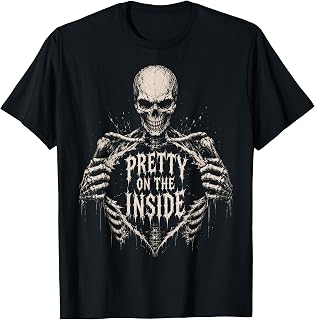 Pretty On The Inside Skeleton Gothic Dark Humor Gifts Unisex , , , Long Sleeve Tee