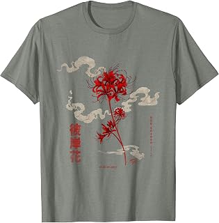 Higanbana or Red Spider Lily in 90s Harajuku Aesthetic Style Unisex , , , Long Sleeve Tee
