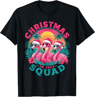 Christmas in July Flamingo Squad Beach Sunset Unisex , , , Long Sleeve Tee