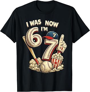 I was 6 Now I'm 7 Seven Year Old Boys Baseball Birthday Unisex , , , Long Sleeve Tee