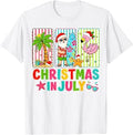 Christmas in July Beach Flamingo Tree Santa Summer Vacation Unisex , , , Long Sleeve Tee