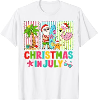 Christmas in July Beach Flamingo Tree Santa Summer Vacation Unisex , , , Long Sleeve Tee