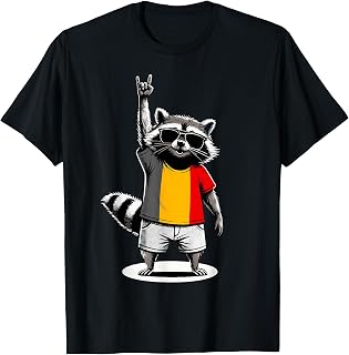 Belgian Flag Raccoon Funny Belgium Unisex , , , Long Sleeve Tee