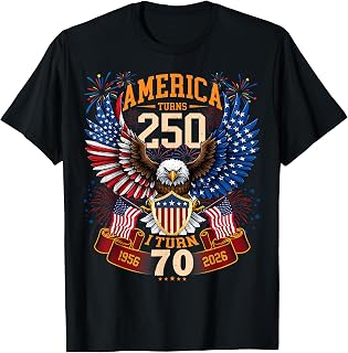 America Turns 250 & I Turn 70 Patriotic Birthday Tee Unisex , , , Long Sleeve Tee