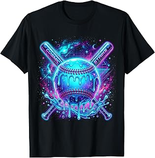 Cosmic Drip Baseball Glow Graphic Blue Vaporwave Aesthetic Unisex , , , Long Sleeve Tee
