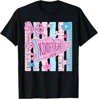 Striped Floral Pennant Flag Back to School Kindergarten Kids Unisex , , , Long Sleeve Tee
