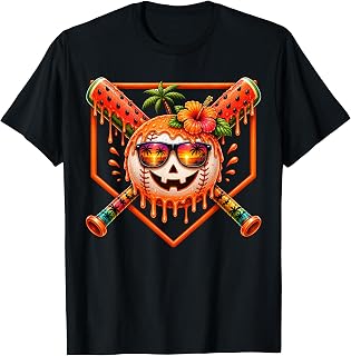 Summerween Boys Kids Funny Summer Halloween Baseball drip Unisex , , , Long Sleeve Tee