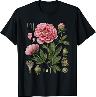 Peony Anatomy Botanical Illustration Women Flower Peony Unisex , , , Long Sleeve Tee