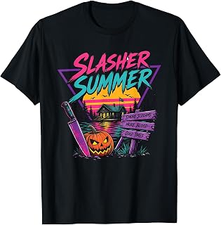 Vintage Summerween Slasher Summer Spooky Camp Halloween Cute Unisex , , , Long Sleeve Tee