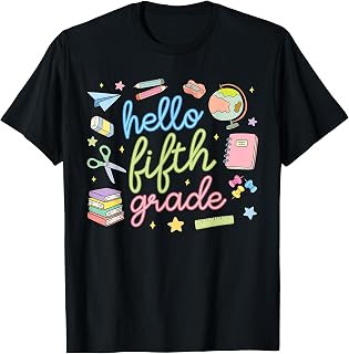 Back to School First Day Hello Fifth 5th Grade Teacher Girl Unisex , , , Long Sleeve Tee