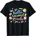 Back to School First Day Hello Second 2nd Grade Teacher Girl Unisex , , , Long Sleeve Tee