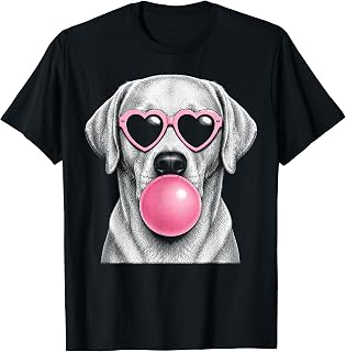 Yellow Labrador Pink Heart Sunglasses Funny Bubble Gum Unisex , , , Long Sleeve Tee