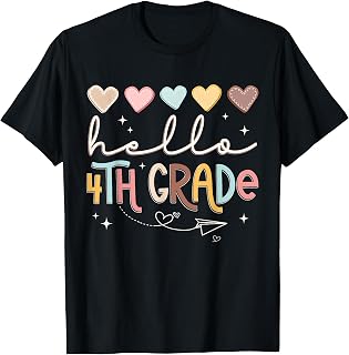 Back to School Hello 4th Fourth Grade Hearts Women Girl Unisex , , , Long Sleeve Tee