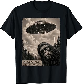 Funny Bigfoot Graphic Tee Alien UFO Vintage Evidence Photo Unisex , , , Long Sleeve Tee