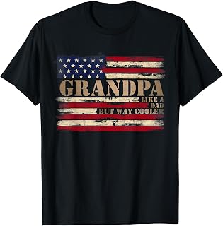 Grandpa Like Dad But Way Cooler Fathers Day Retro USA Flag Unisex , , , Long Sleeve Tee