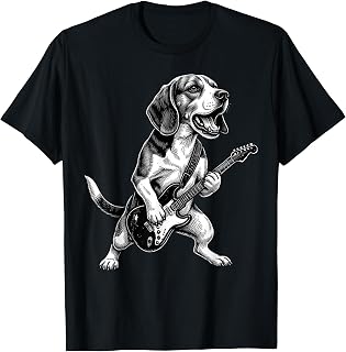 Funny Beagle Dog Playing Guitar Unisex , , , Long Sleeve Tee