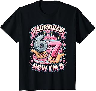 I Survived 6 7 Now I'm 8 8th Birthday Girls Unisex , , , Long Sleeve Tee