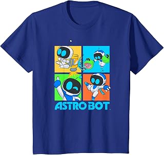 Kids Astro Bot Rescue Mission Fighting Pose Grid Video Game Unisex , , , Long Sleeve Tee