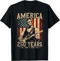 Abraham Lincoln Playing Guitar Rock and Roll American Flag Unisex , , , Long Sleeve Tee