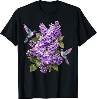 Hummingbird Lilac Floral Purple Flowers Botanical Garden Unisex , , , Long Sleeve Tee