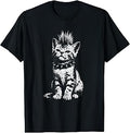Punk Rock Kitten Mohawk Spiked Collar Funny Cat Lover Grunge Unisex , , , Long Sleeve Tee