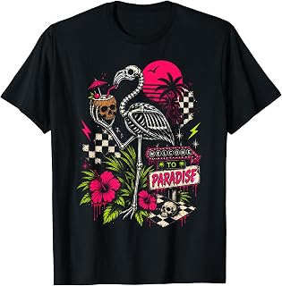 Welcome to Paradise Goth Summer Skeleton Flamingo Sunset Unisex , , , Long Sleeve Tee