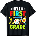 Hello First Grade School Team Back to School Teacher Kids Unisex , , , Long Sleeve Tee