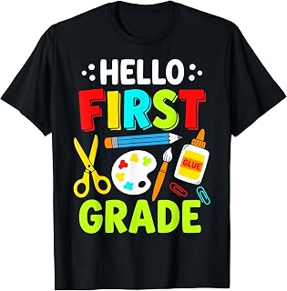 Hello First Grade School Team Back to School Teacher Kids Unisex , , , Long Sleeve Tee