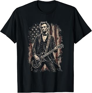 Abraham Lincoln Playing Guitar Grunge President Graphic Unisex , , , Long Sleeve Tee