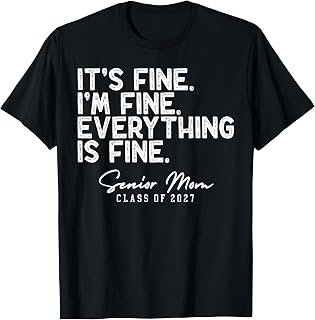Retro I'm Fine Everything is Fine Senior Mom Class of 2027 Unisex , , , Long Sleeve Tee