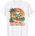 Christmas in July Retro Coconut Santa Hawaiian Sunset Beach Unisex , , , Long Sleeve Tee
