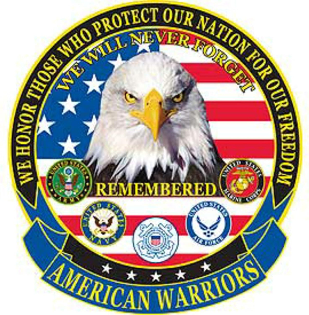 American Warriors 12 inch Back Patch Unisex , , , Long Sleeve Tee
