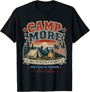 Camp More USA 250 Years of Freedom Camping Funny Camper Life Unisex , , , Long Sleeve Tee