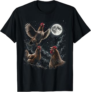 Chicken Howling at Moon Vintage 90s Graphic Design Unisex , , , Long Sleeve Tee