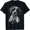 German Shorthaired Pointer Drinking Iced Coffee Funny Dog Unisex , , , Long Sleeve Tee