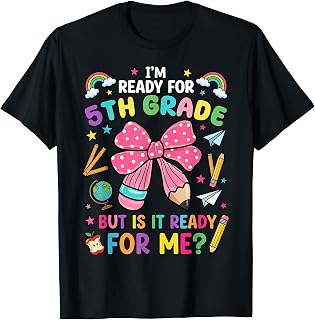 I'm Ready for 5th Grade Pencil Bow First Day of School Girls Unisex , , , Long Sleeve Tee