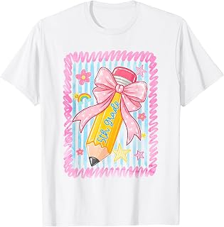 Fifth Grade Coquette Pink Pencil Preppy Back to School Girls Unisex , , , Long Sleeve Tee
