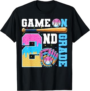 Game On 2nd Grade Boy Baseball Ice Cream Drip Back to School Unisex , , , Long Sleeve Tee