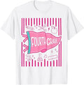 Pennants Striped 4th Grade Girls Back to School Fourth Grade Unisex , , , Long Sleeve Tee