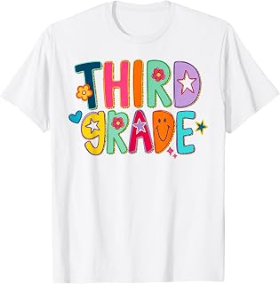 Back to School Third Grade First Day Preppy Smile Face Kids Unisex , , , Long Sleeve Tee