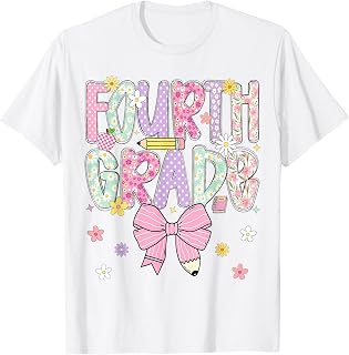 Fourth 4th Grade Teachers Girls Back to School Pencil Bow Unisex , , , Long Sleeve Tee