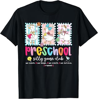 Preschool Goose Silly Teacher Funny Goose Back to School Unisex , , , Long Sleeve Tee