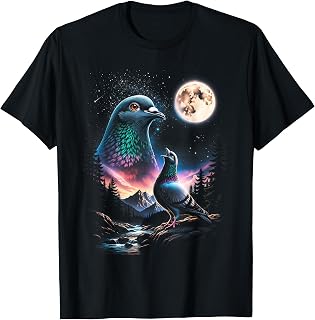 Pigeon Howling Moon Funny 90s Meme Unisex , , , Long Sleeve Tee