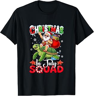 Christmas in July Squad Funny Hawaiian Santa Riding Turtle Unisex , , , Long Sleeve Tee