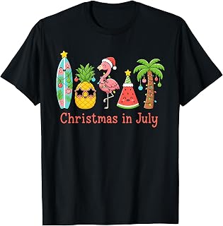 Christmas in July Shirt Tropical Pink Flaming Summer Girls Unisex , , , Long Sleeve Tee