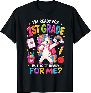 I'm Ready for First 1st Grade Back to School Dabbing Unicorn Unisex , , , Long Sleeve Tee