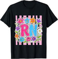 RN Registered Nurse Striped Floral Nursing Students Women Unisex , , , Long Sleeve Tee