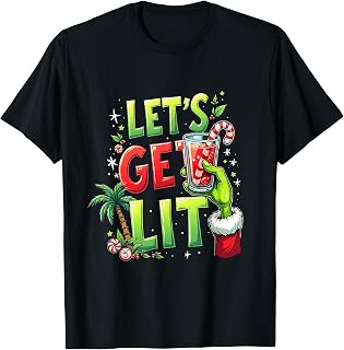Christmas in July Tropical Cocktail Let's Get Lit Unisex , , , Long Sleeve Tee