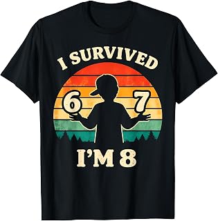 I Survived 6 7 Now Iâ€™m 8 Funny 8th Birthday Boy Kids Unisex , , , Long Sleeve Tee